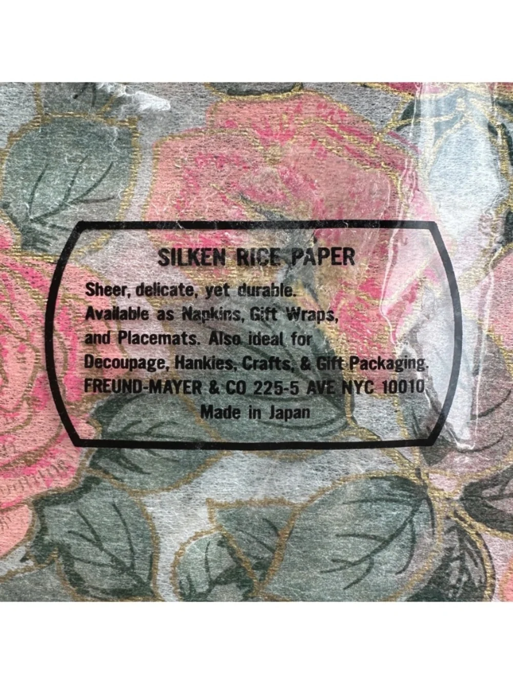 FREUND-MAYER Vintage Rice Paper Napkins (lot of 18) Rose Pattern Scalloped Fan